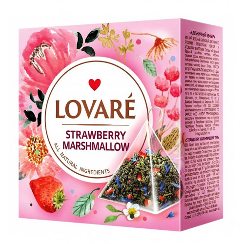 Lovare Strawberry Marshmallow  čaj v pyramíd.15*2g